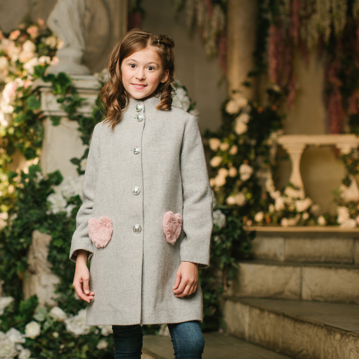 Love Hearts Coat in Grey