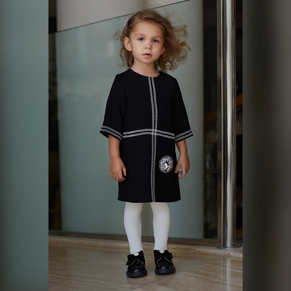 Shiny Detailing Elegant Dress in Black