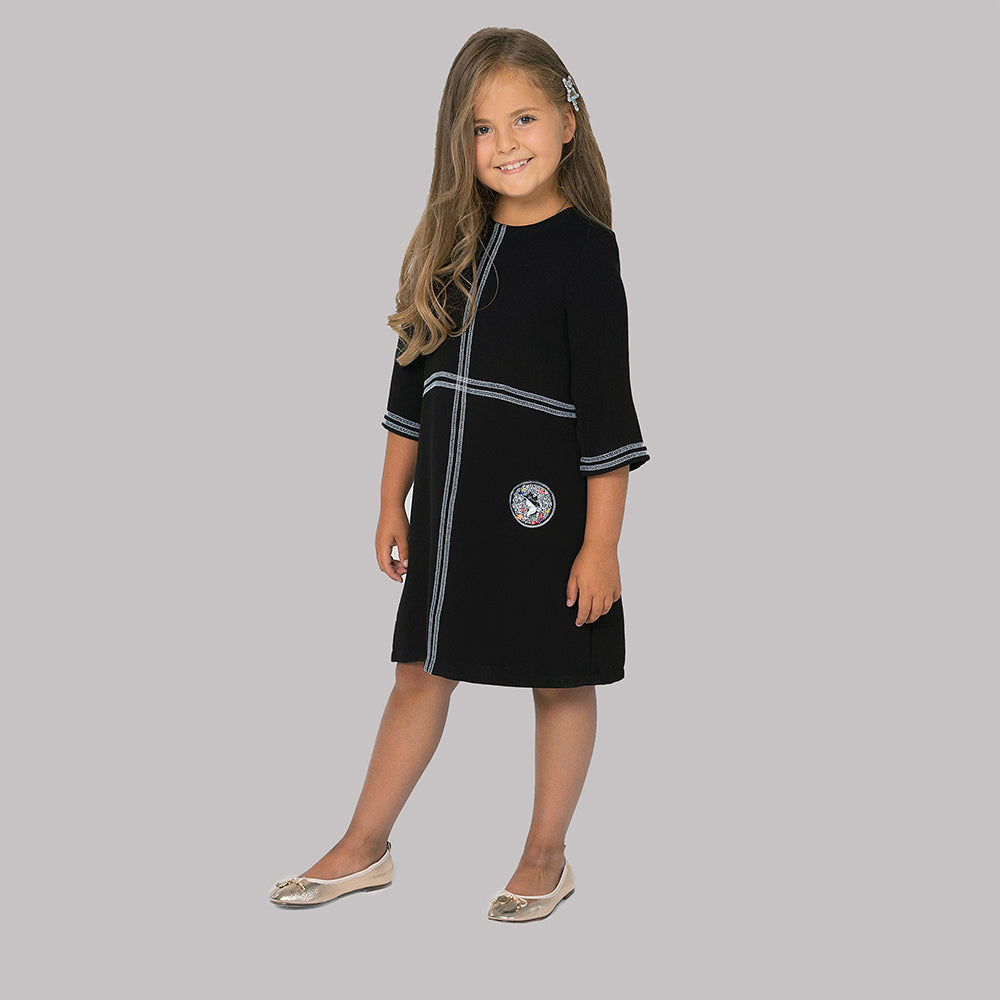 Shiny Detailing Elegant Dress in Black