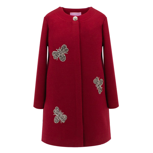 Silver Bees Coat in Red