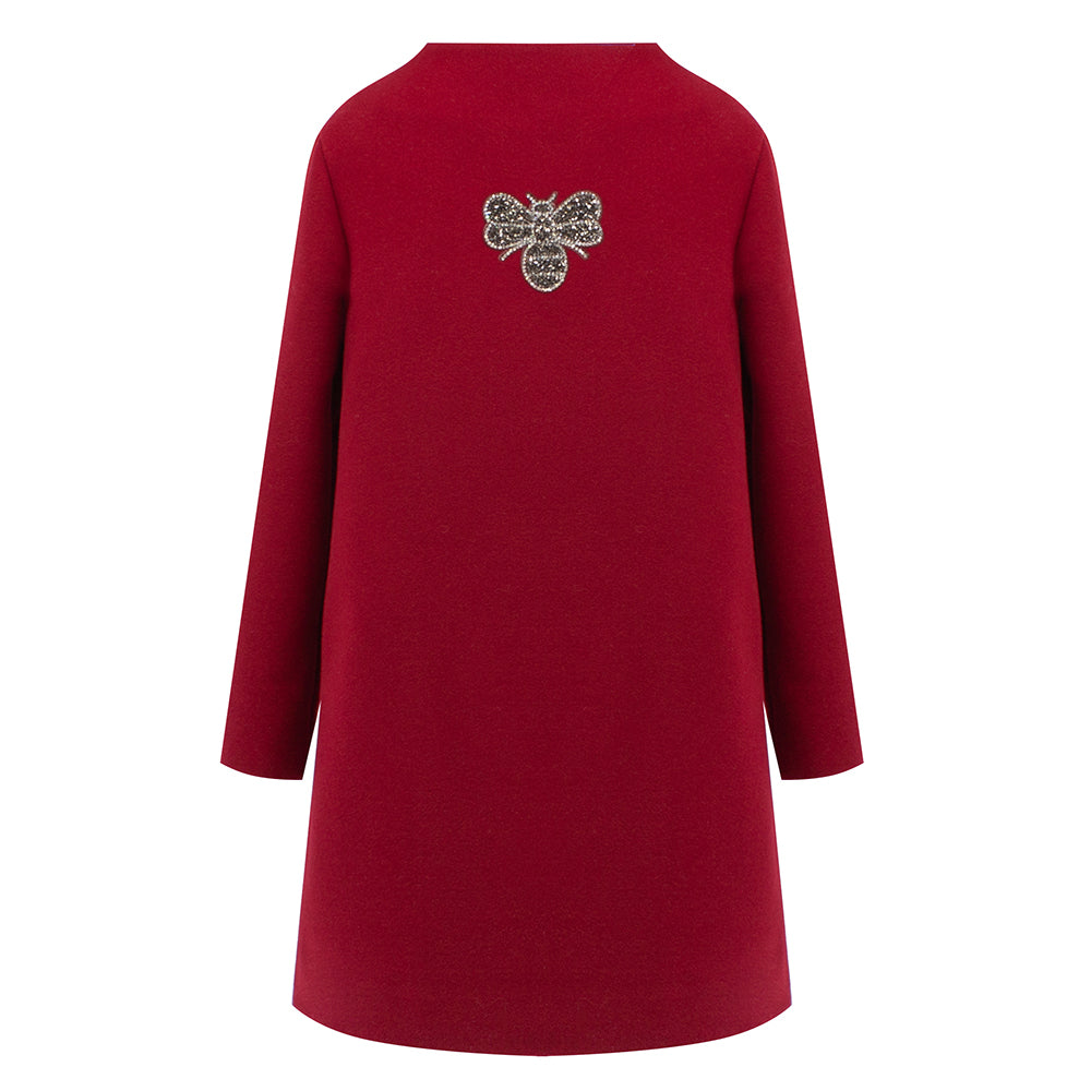 Silver Bees Coat in Red