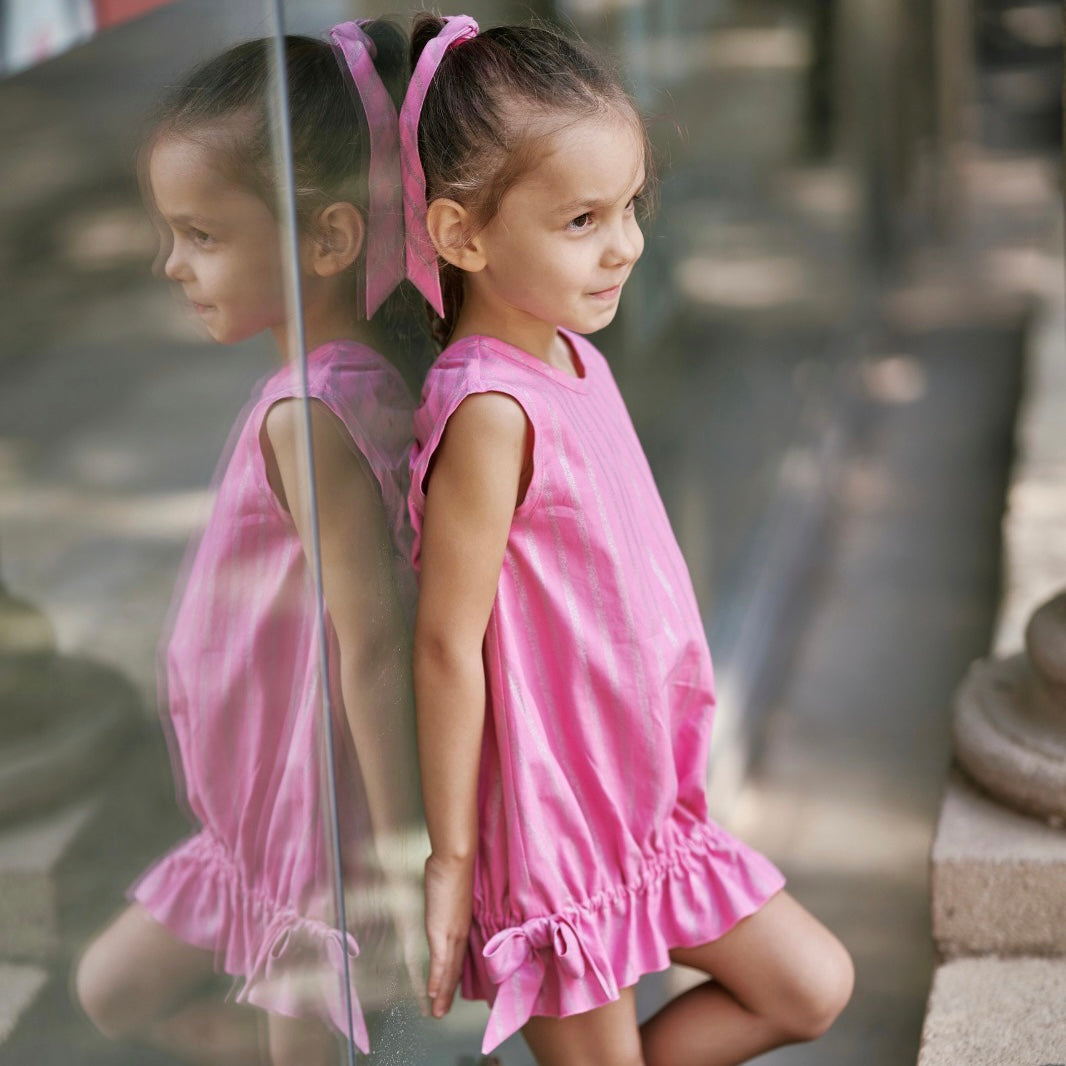 Striped Glittery Dress in Pink
