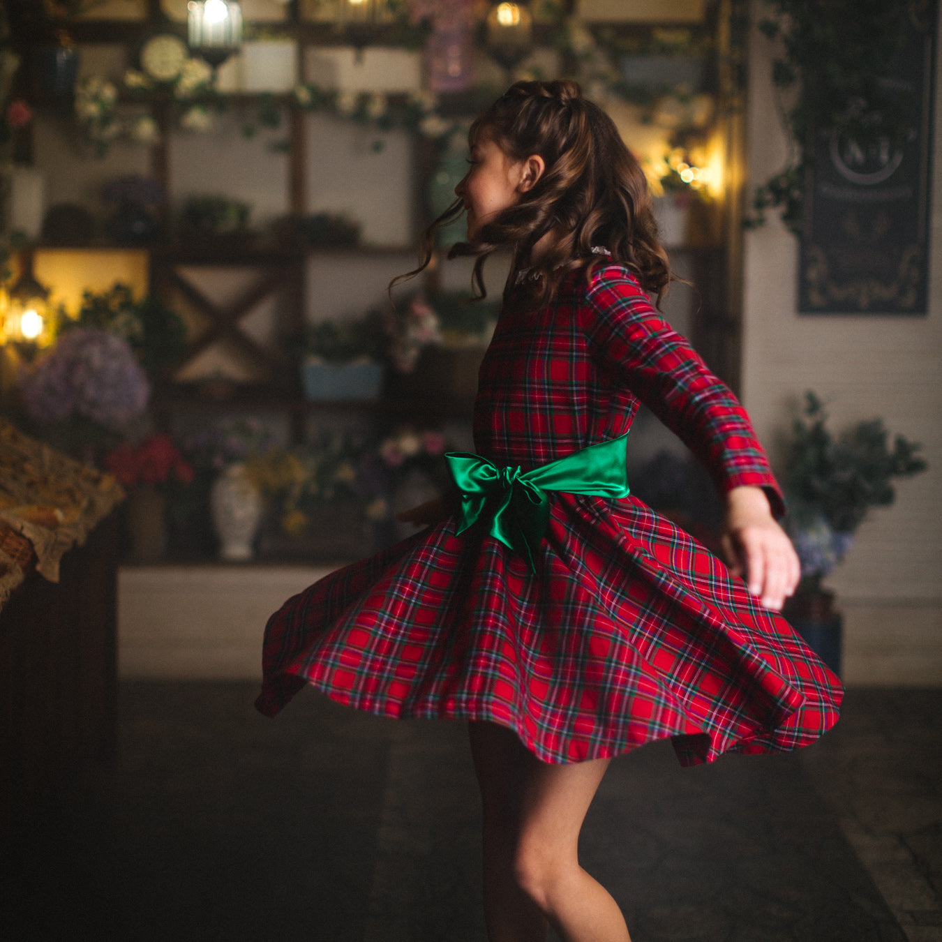 Pretty Bow Tartan Dress in Red