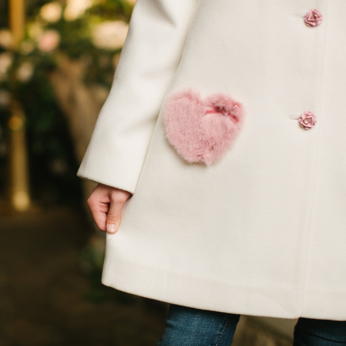 Love Hearts Hooded Coat in White