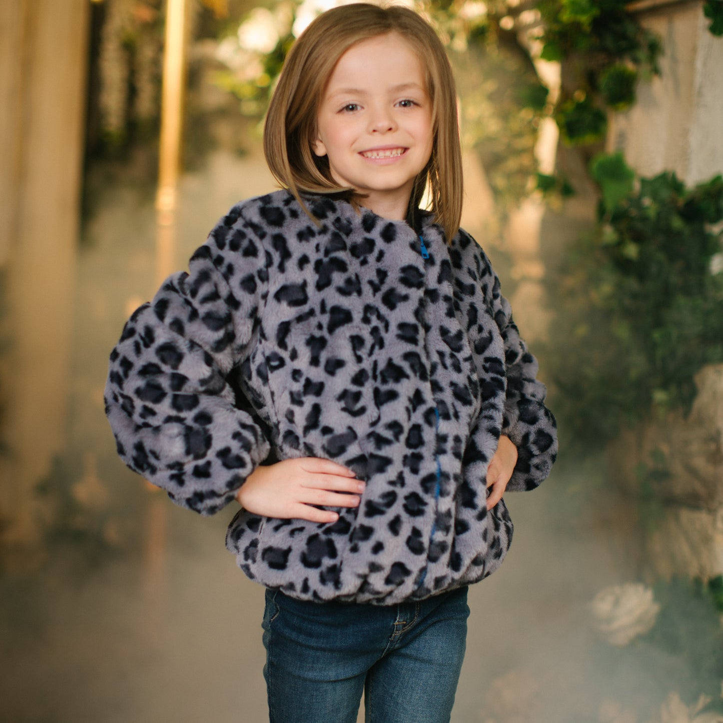 Faux Fur Coat in Blue