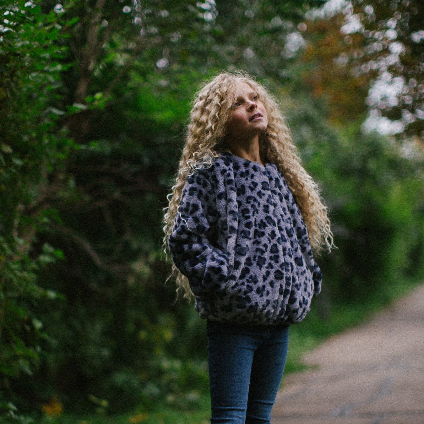 Faux Fur Coat in Blue