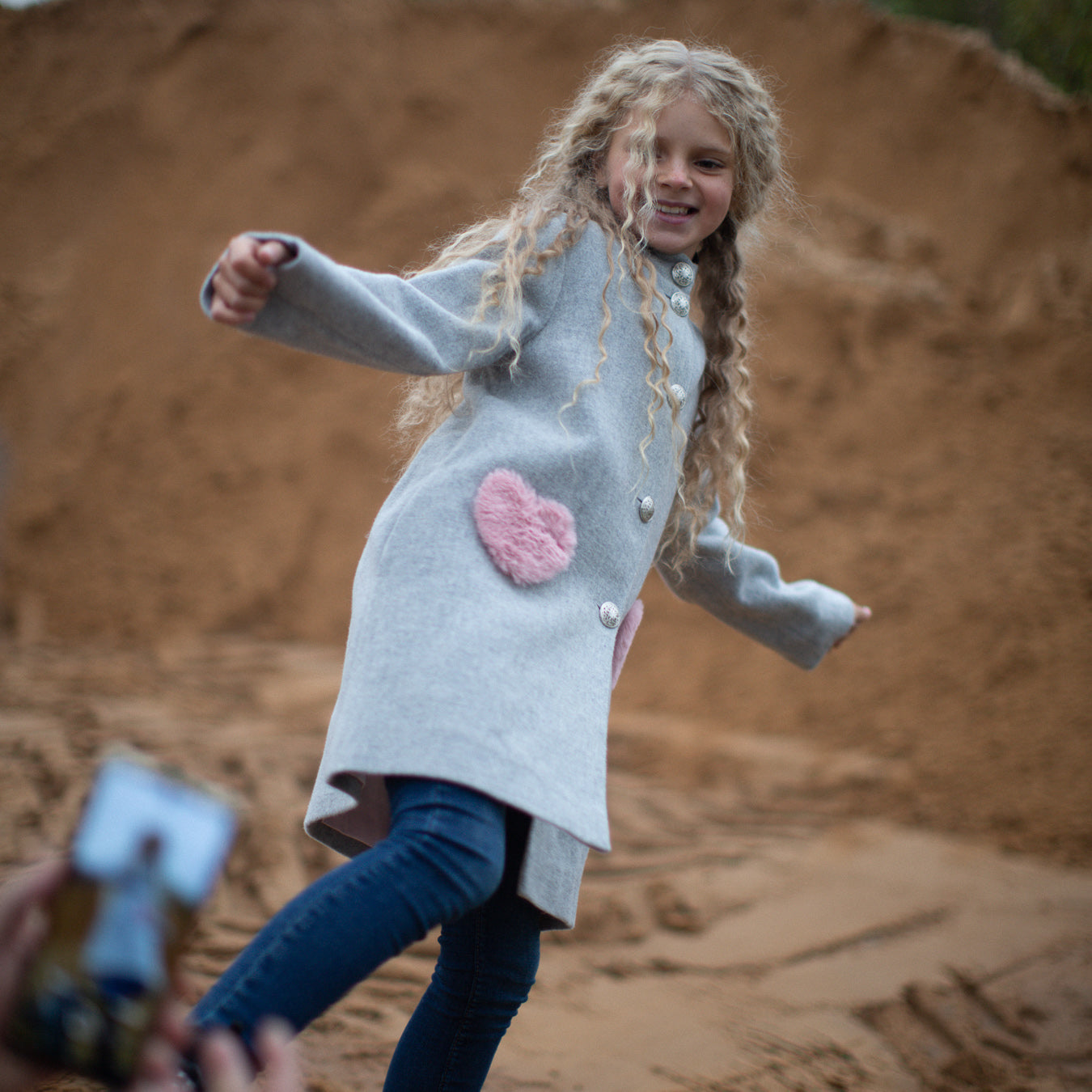 Love Hearts Coat in Grey