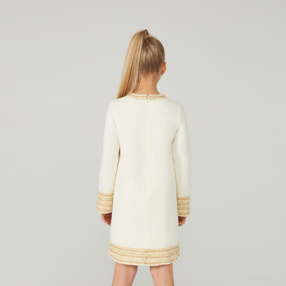 Chain Detailing Elegant Dress in White