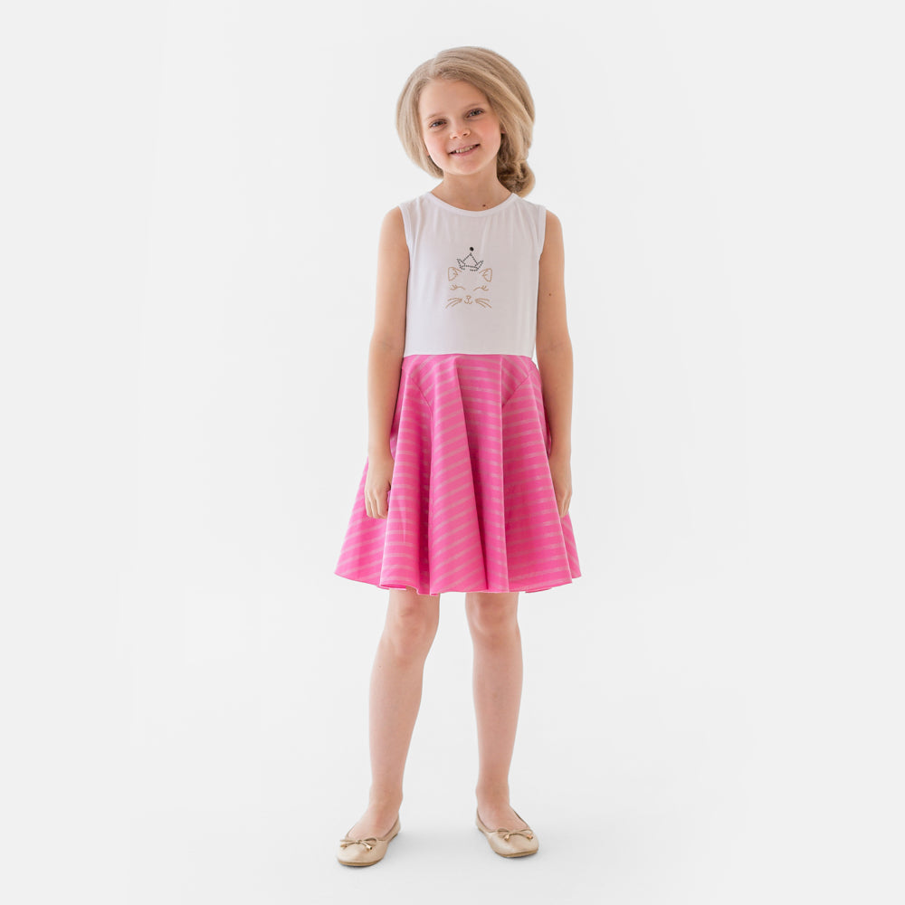 Cat Princess Dress in Pink and White