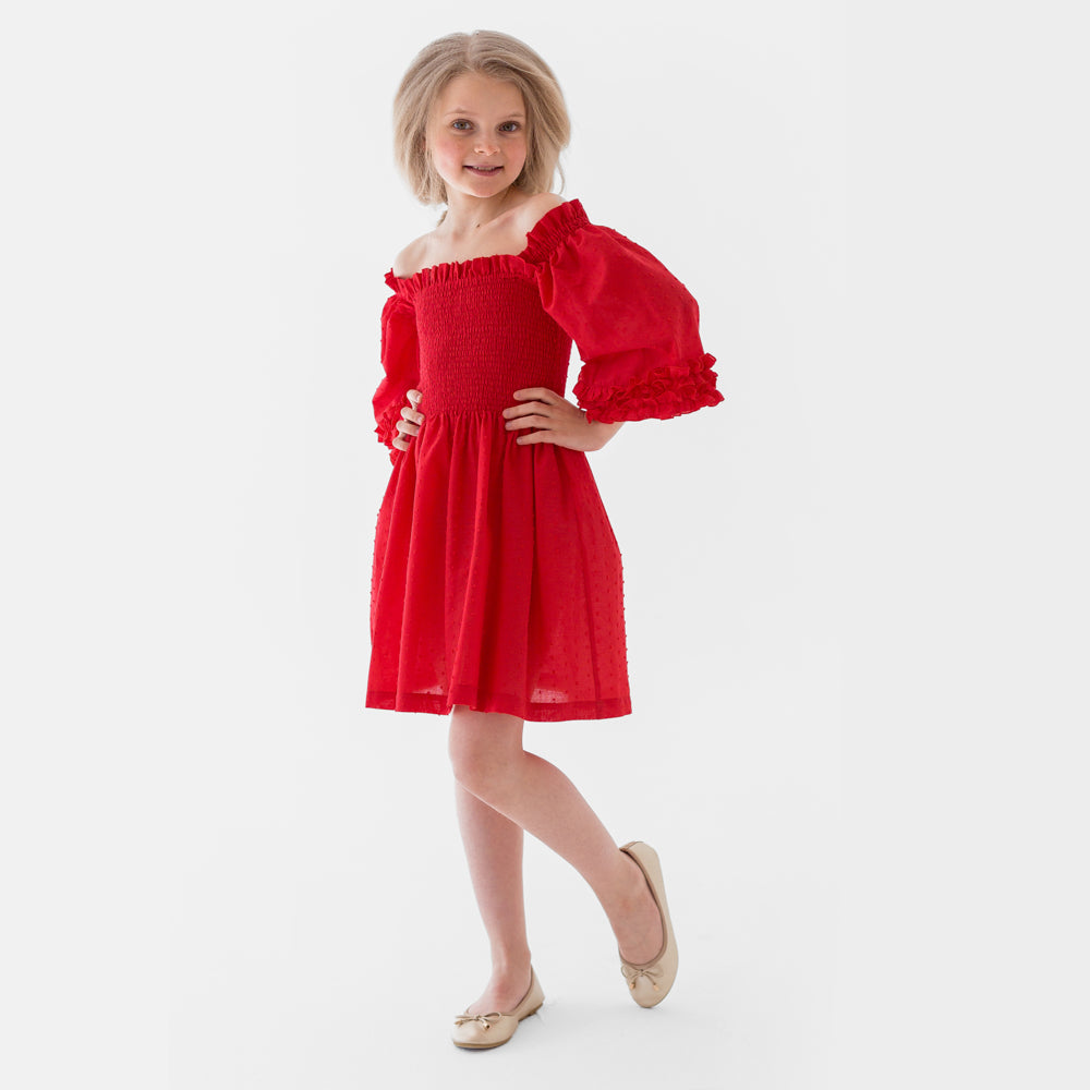 Ruffled Detailing Dress in Red