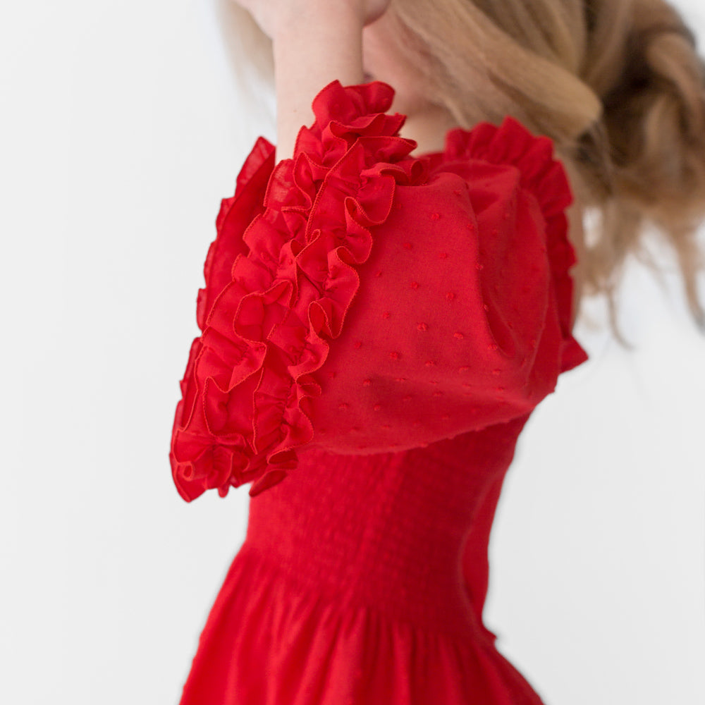 Ruffled Detailing Dress in Red