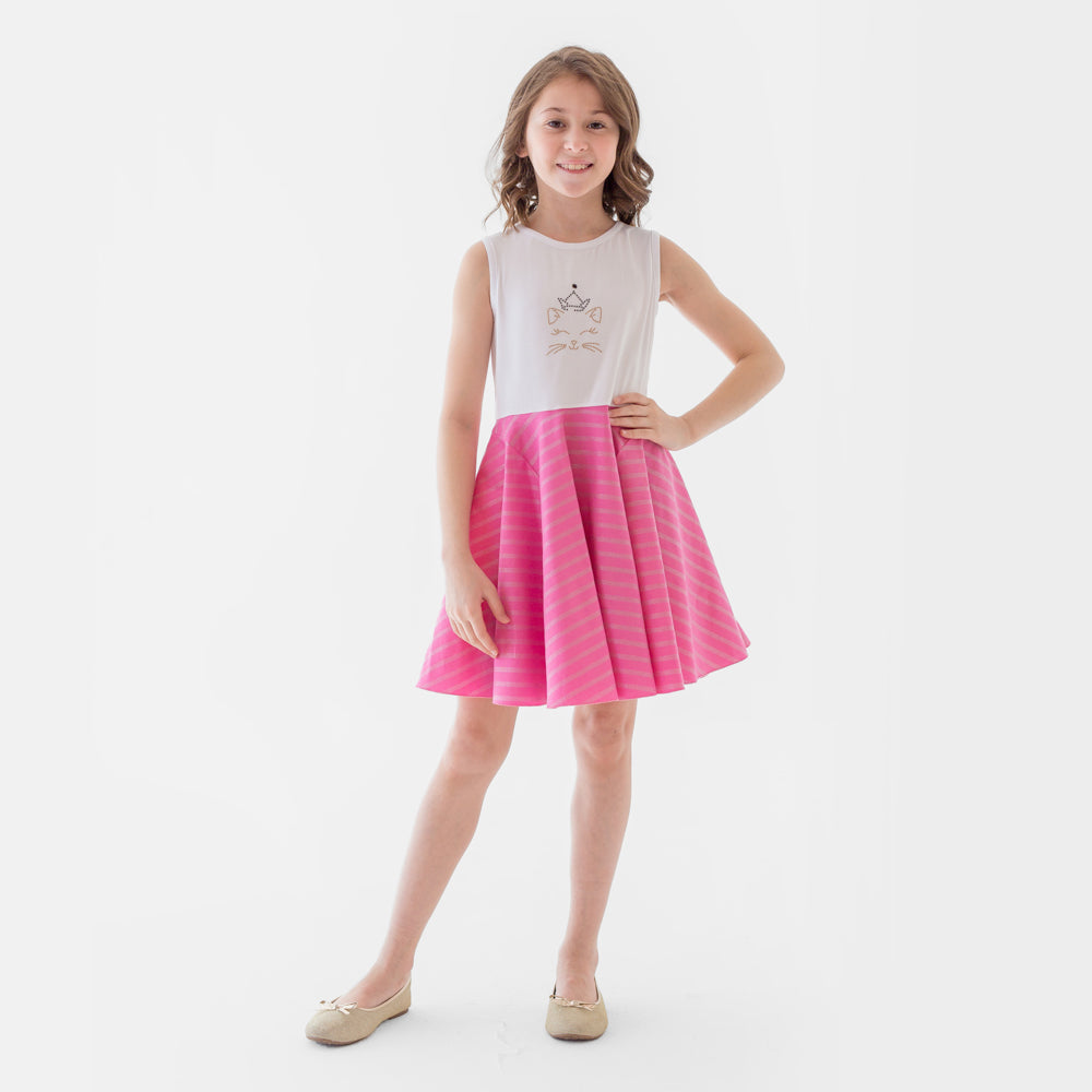 Cat Princess Dress in Pink and White