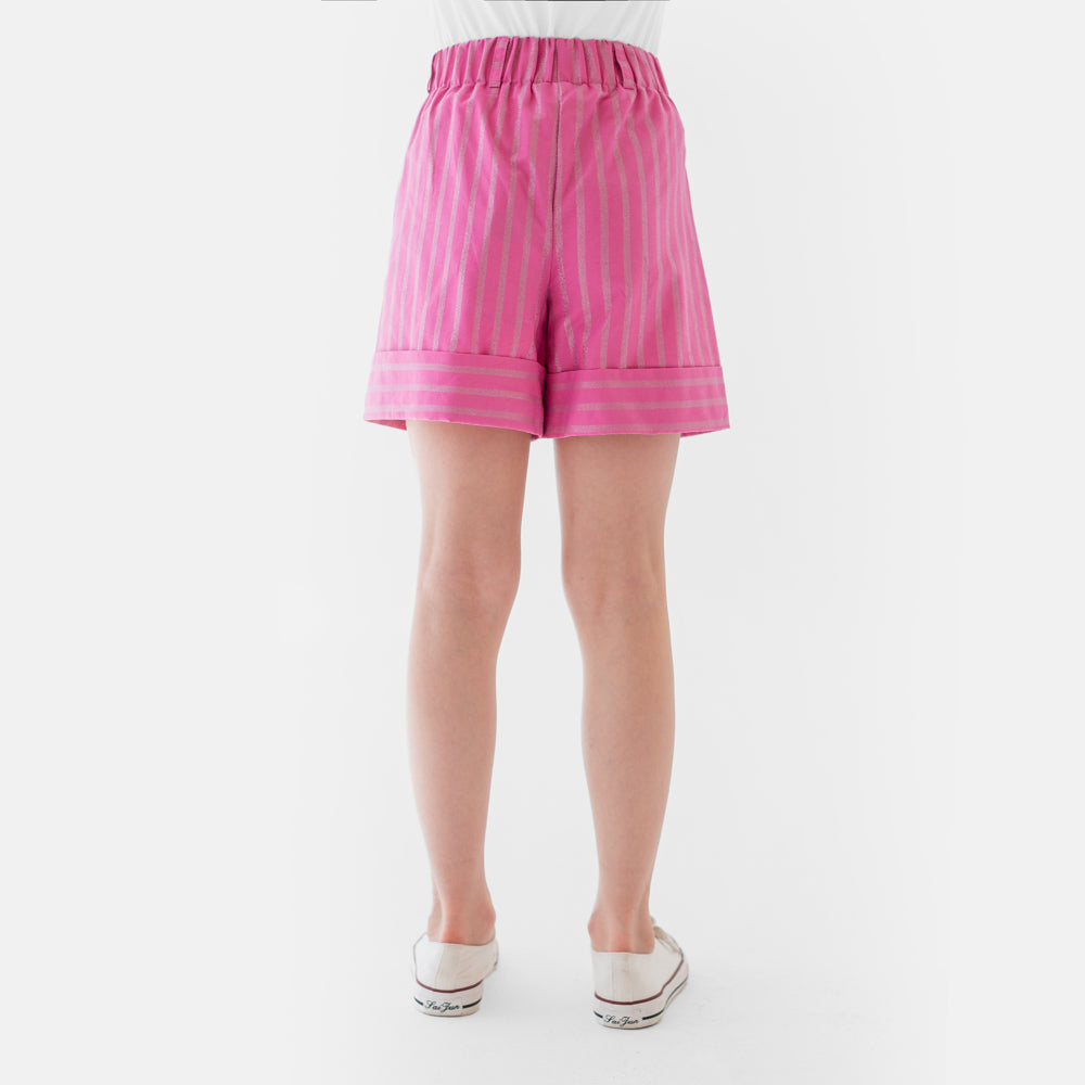 Striped Glittery Shorts in Pink