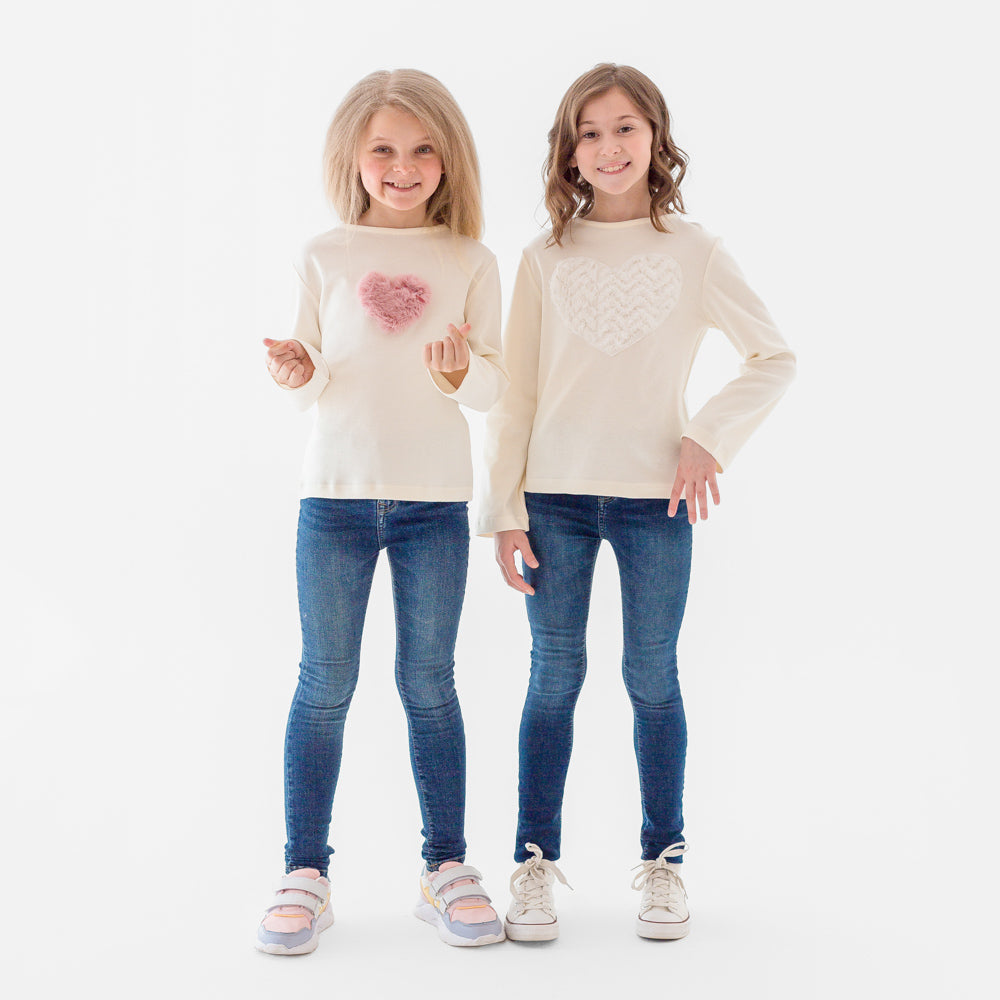 Love Heart Long-Sleeved T-Shirt in White
