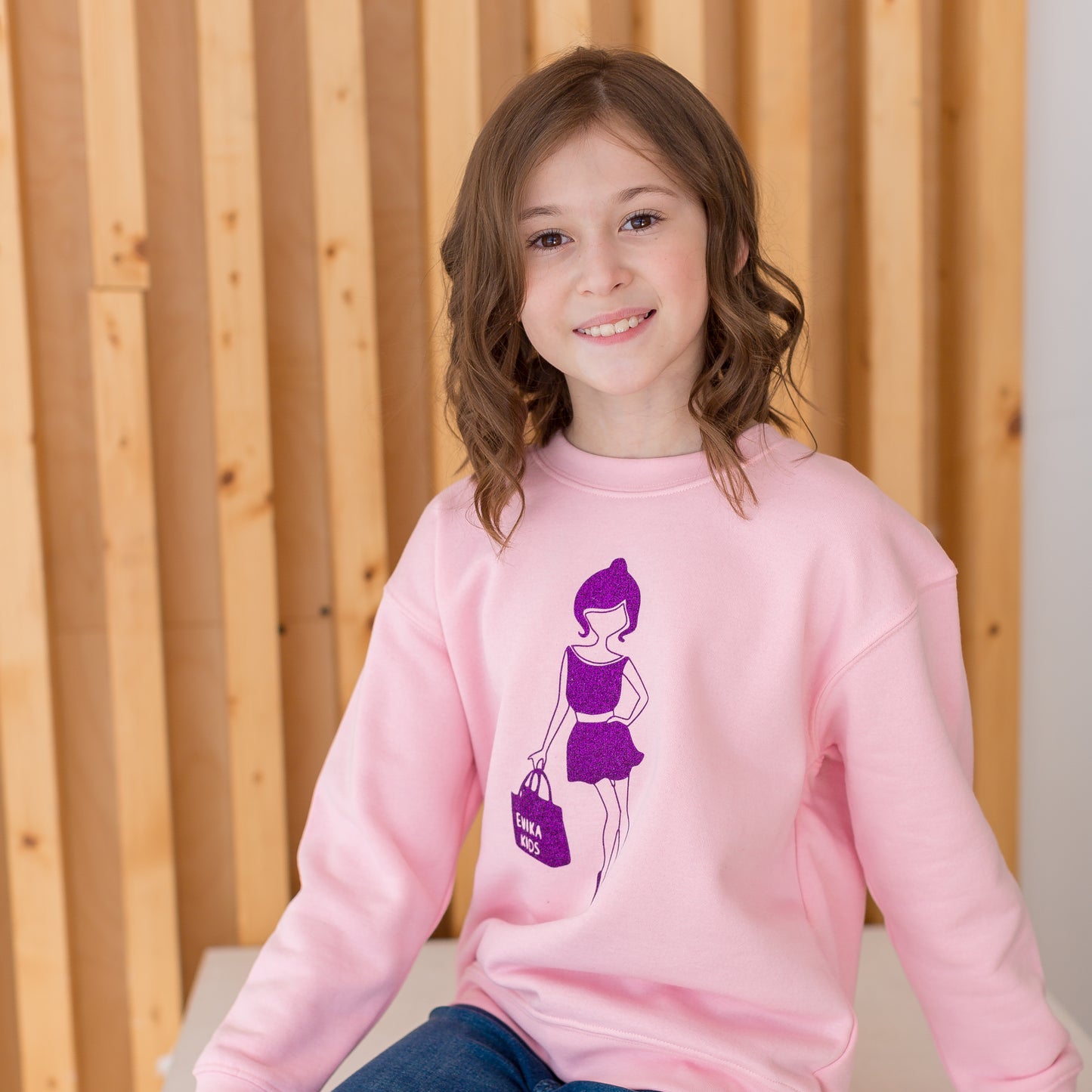 Glitter Detailing Sweatshirt in Pink