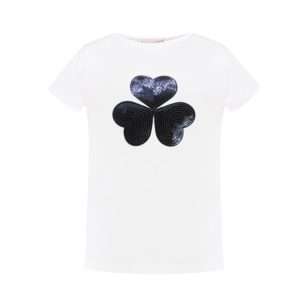 Shiny Sequins Detailing T-Shirt in White
