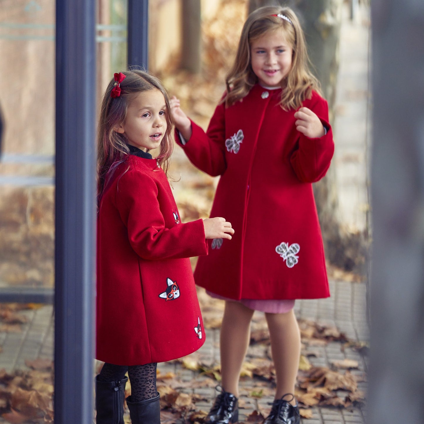 Silver Bees Coat in Red