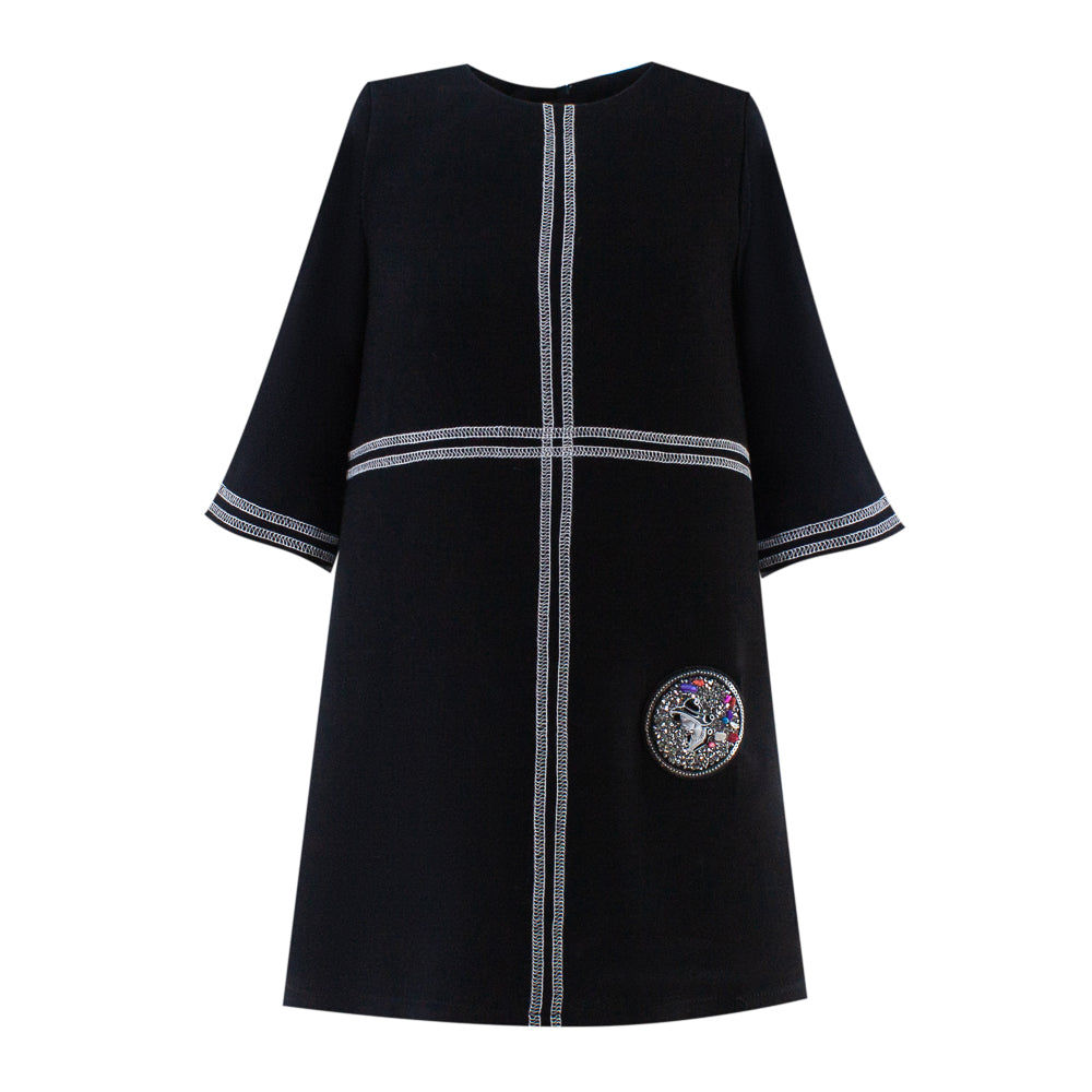 Shiny Detailing Elegant Dress in Black