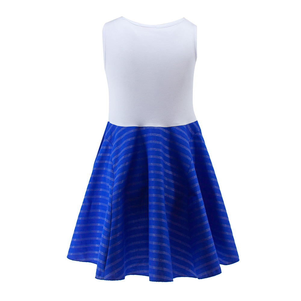 Cat Princess Dress in Blue and White