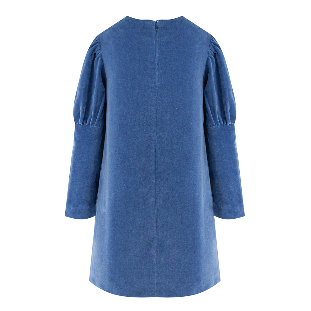 Flowers Velour Dress in Blue