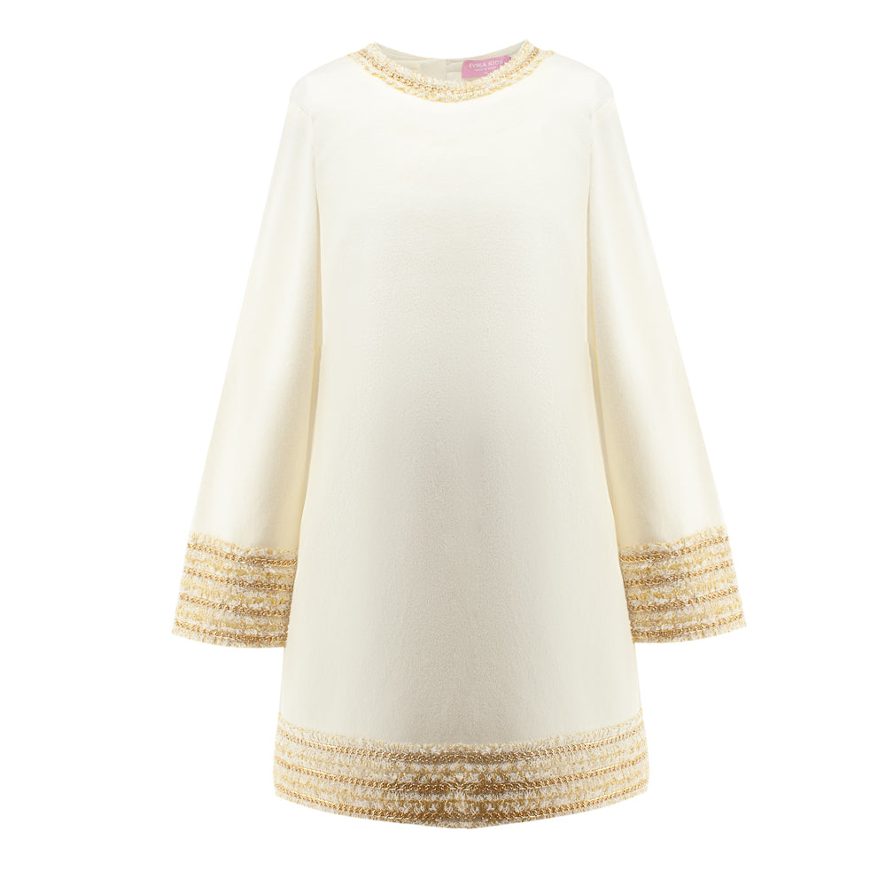 Chain Detailing Elegant Dress in White