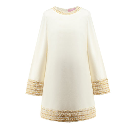 Chain Detailing Elegant Dress in White