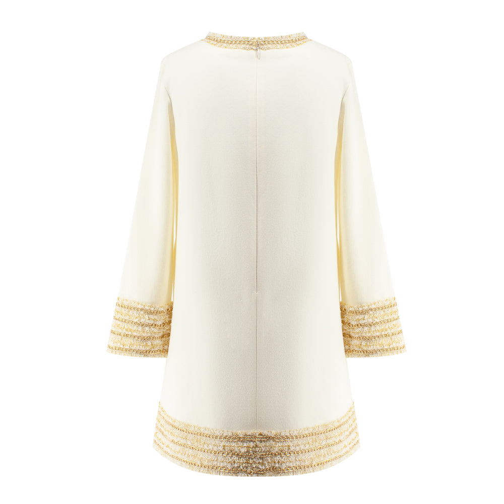 Chain Detailing Elegant Dress in White