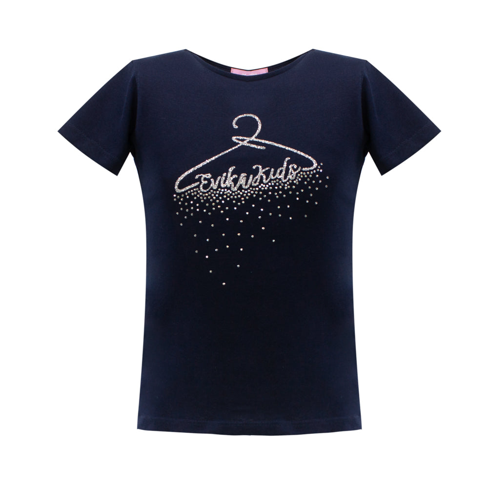 Rhinestones Detailing T-Shirt in Blue