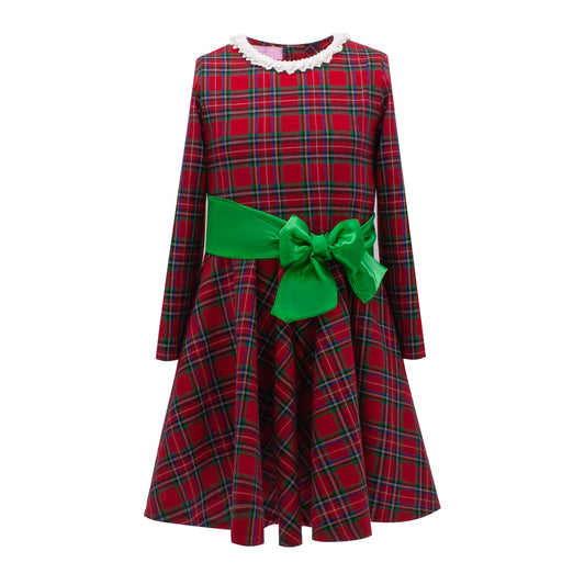Pretty Bow Tartan Dress in Red