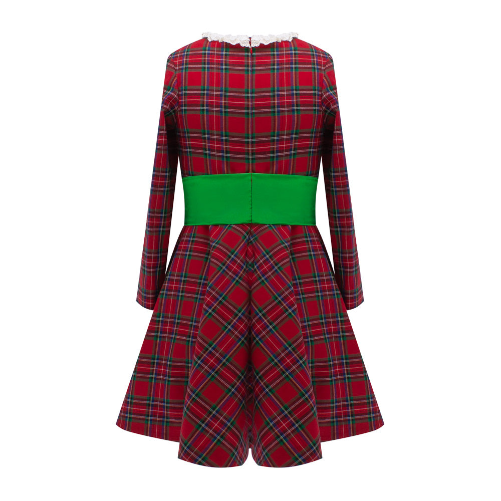 Pretty Bow Tartan Dress in Red