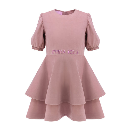 Shiny Detailing Velvet Dress in Pink