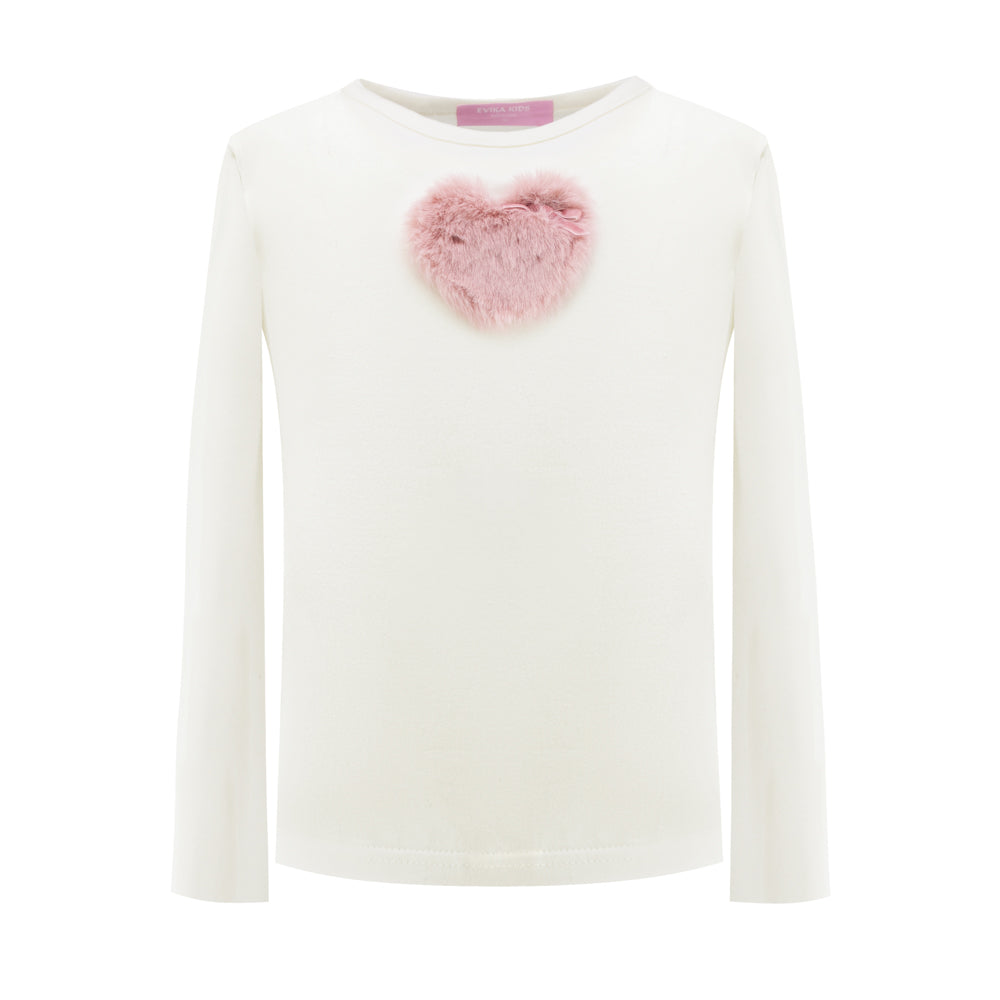 Love Heart Long-Sleeved T-Shirt in White