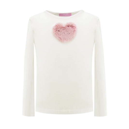 Love Heart Long-Sleeved T-Shirt in White