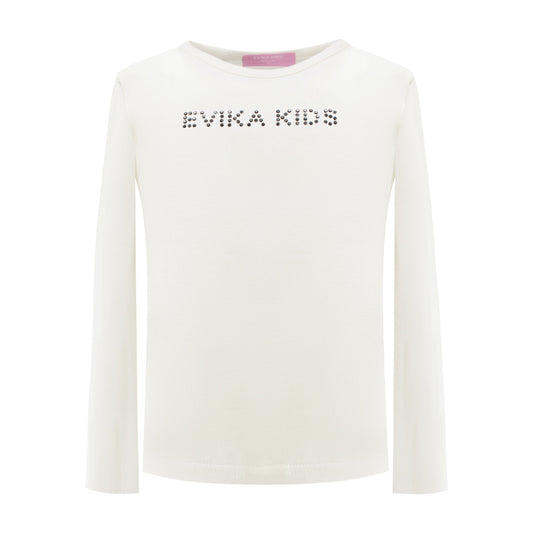 Black Shiny Logo Long-Sleeved T-Shirt in White