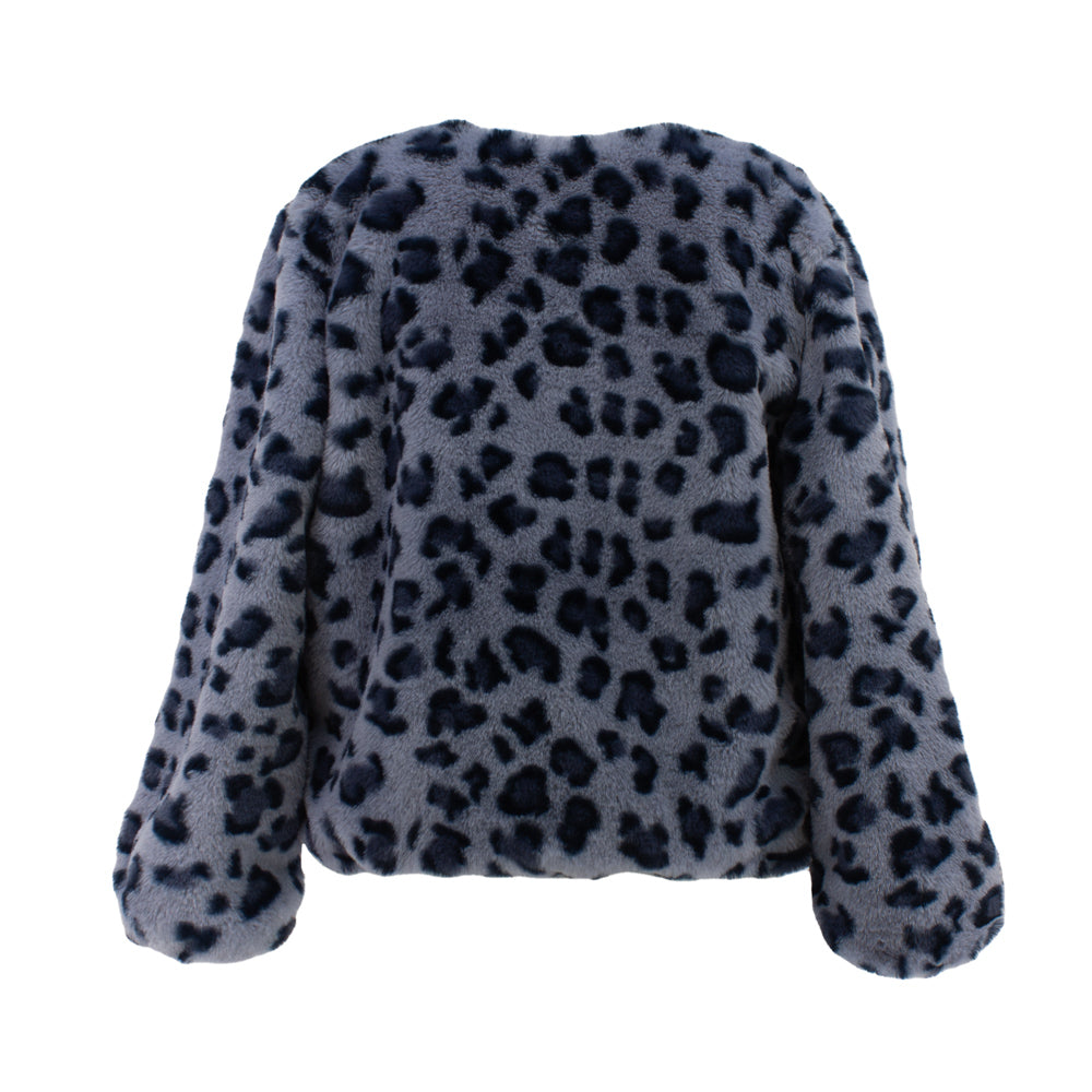 Faux Fur Coat in Blue