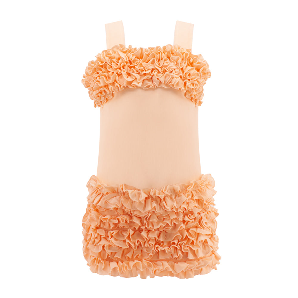Ruffled Detailing Summer Dress in Orange