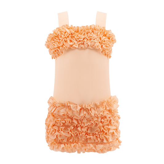 Ruffled Detailing Summer Dress in Orange