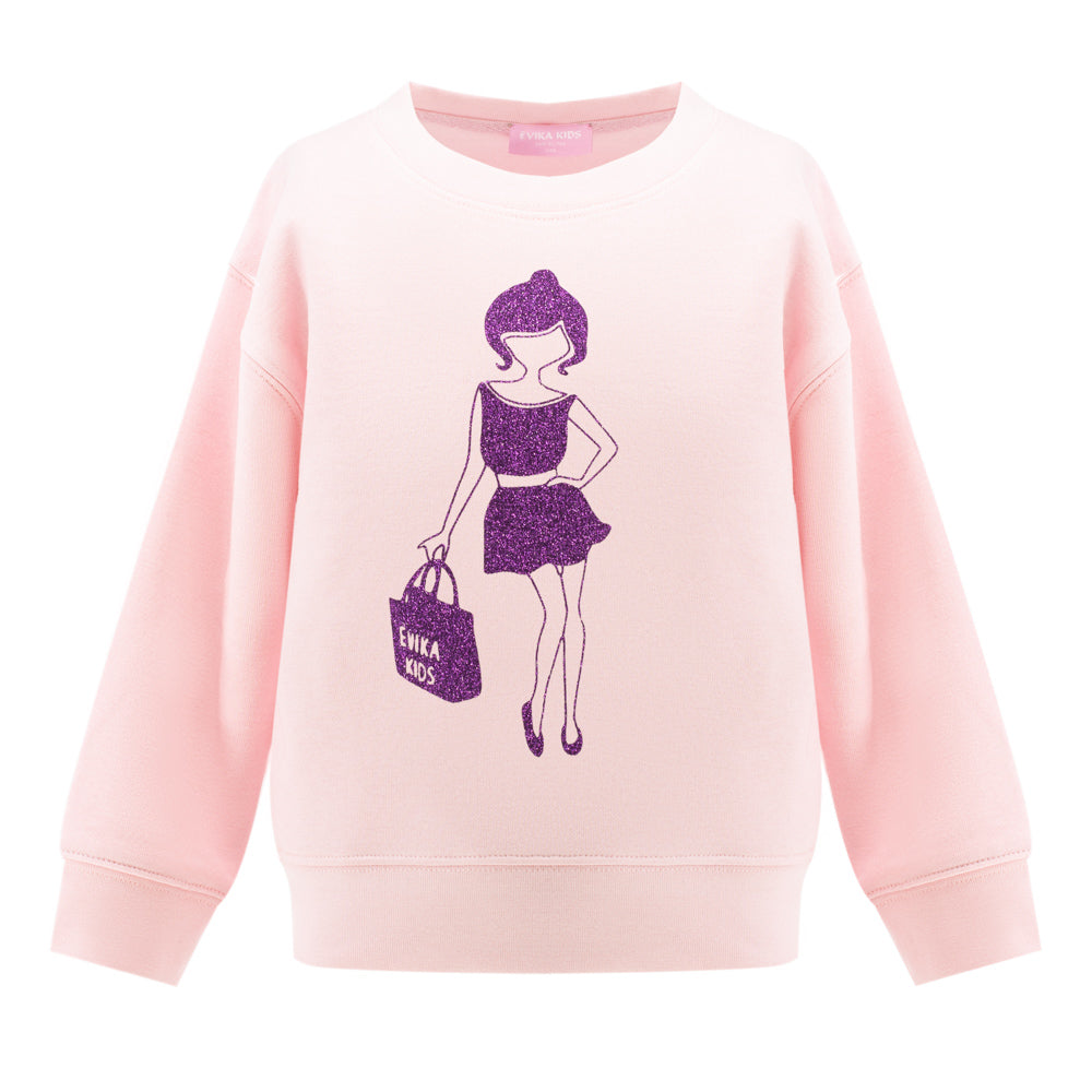 Glitter Detailing Sweatshirt in Pink
