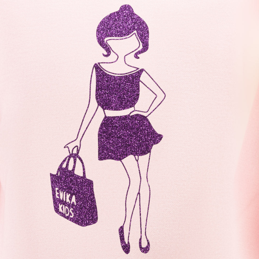 Glitter Detailing Sweatshirt in Pink