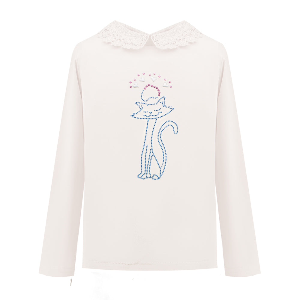 Eyelet Lace Collar Long Sleeve in Off-White