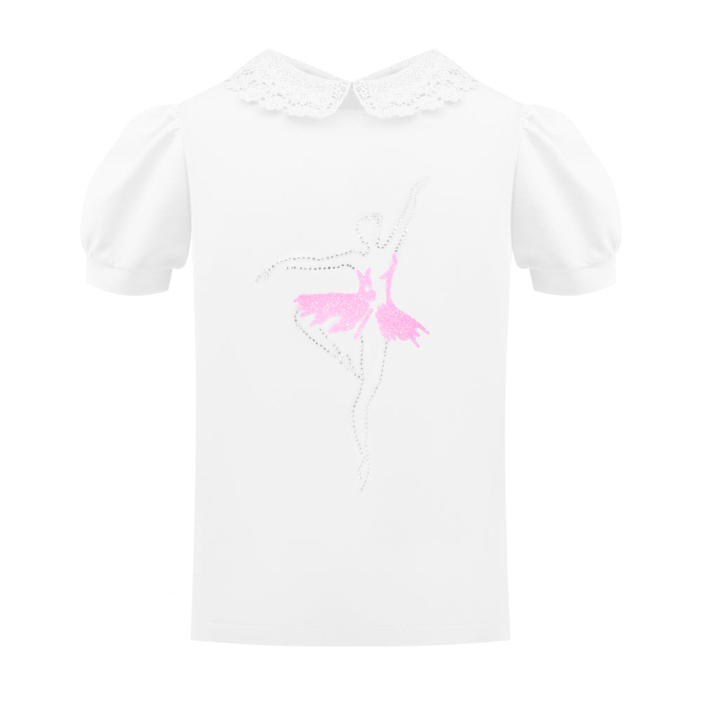 Eyelet Lace Collar T-Shirt in White