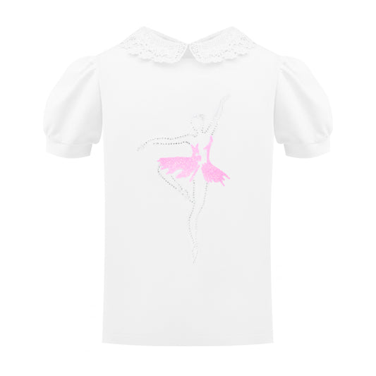 Eyelet Lace Collar T-Shirt in White