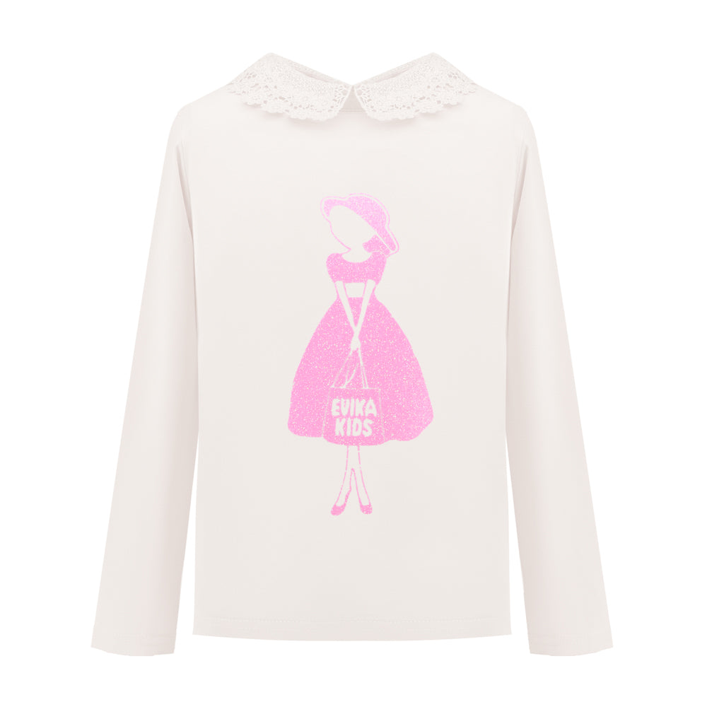 Eyelet Lace Collar Long Sleeve in Off-White