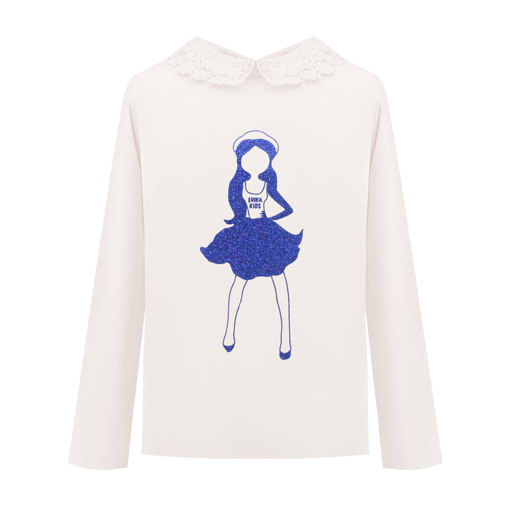 Eyelet Lace Collar Long Sleeve in Off-White