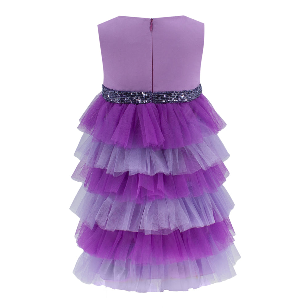 Ruffled Mesh Dress in Purple