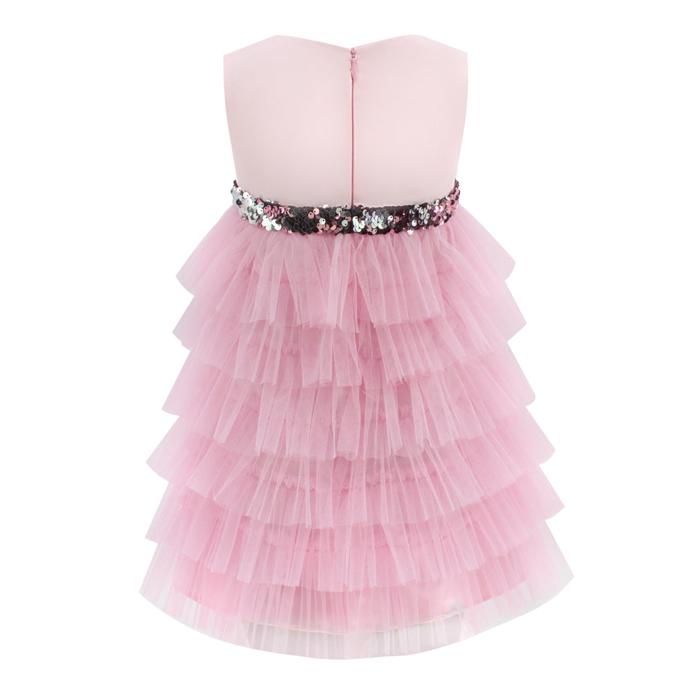 Ruffled Mesh Dress in Pink