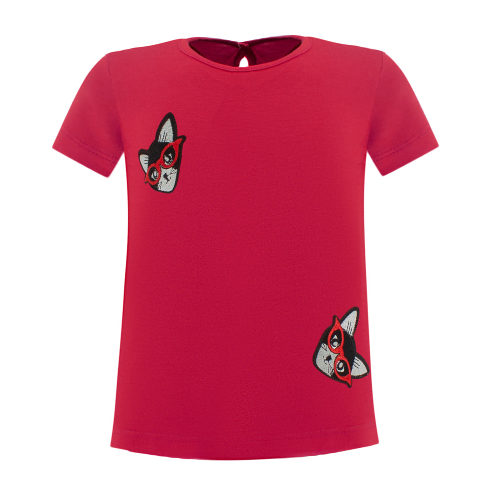 Black Cat T-Shirt in Red