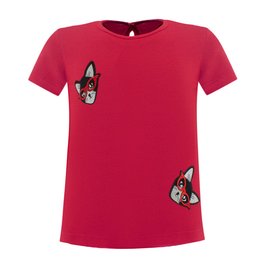 Black Cat T-Shirt in Red