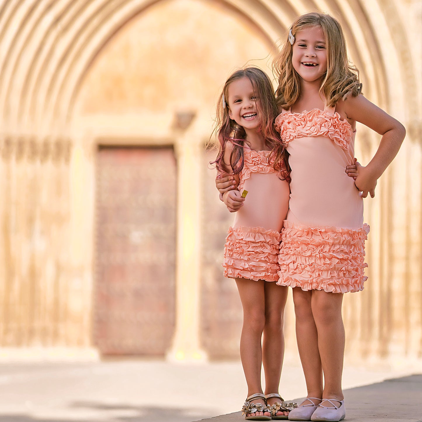 Ruffled Detailing Summer Dress in Orange
