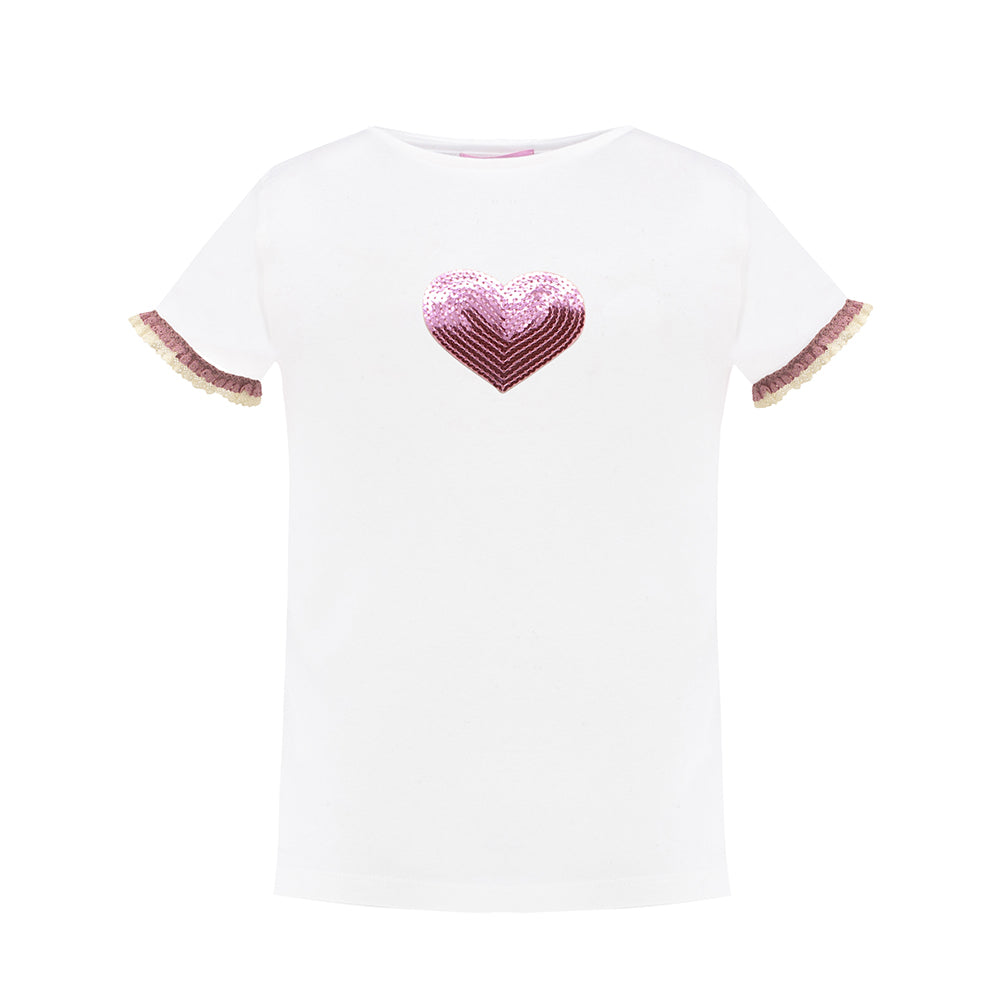 Shiny Sequins Detailing T-Shirt in White